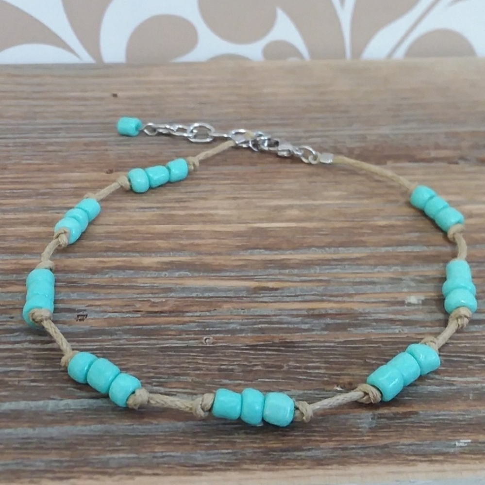 Boho Turquoise Beaded Ankle Bracelet